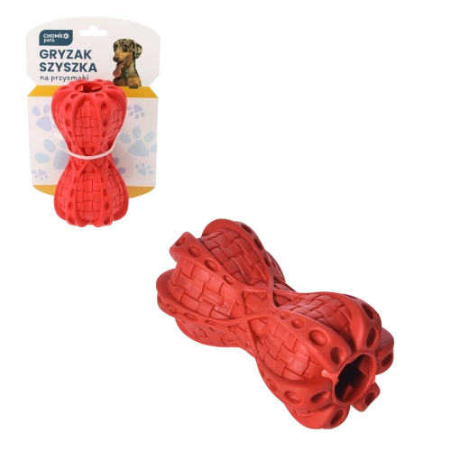 Jucărie de ros pentru câini în formă de con de brad, cu spațiu pentru recompense