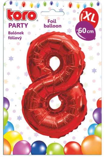 Balon din folie cifră 8, 60 cm, roșu