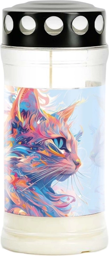 Lumânare de cimitir Provence cu motiv pisică – durată 4 zile