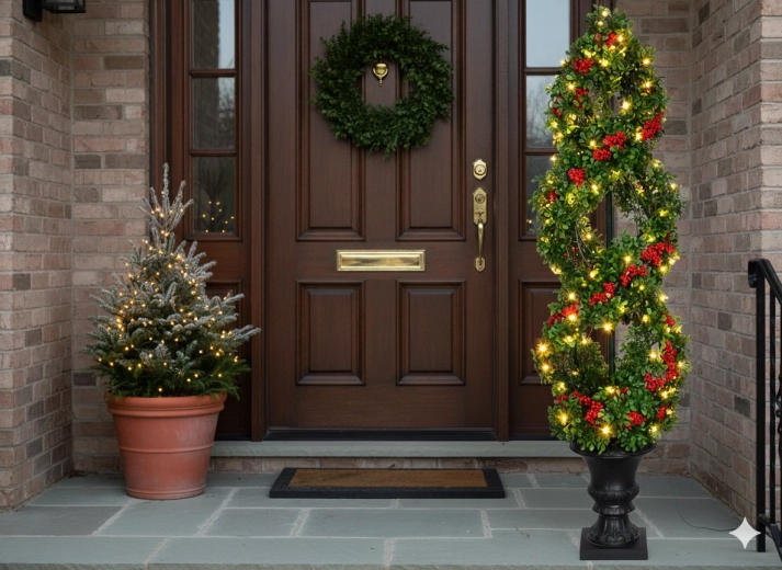 Brad de Crăciun cu iluminare LED 150 cm cu boabe de scoruş