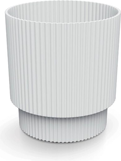 Ghiveci din plastic cu design striat, alb, 14,6 cm