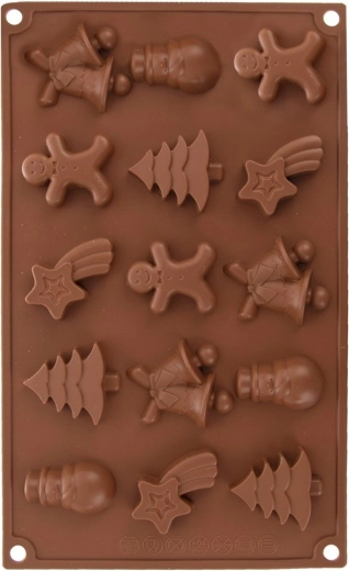 Formă de silicon de Crăciun pentru biscuiți și praline, portocalie