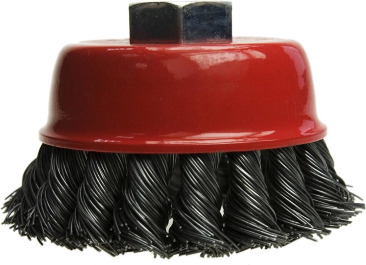Perie tip cupă 100 mm, sârmă de oțel ondulată 0,5 mm, tijă 6 mm