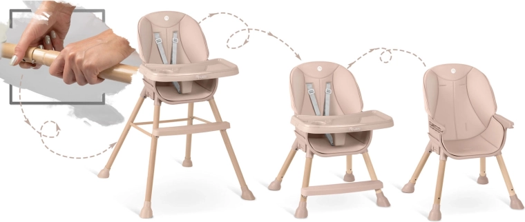 3în1: scaun înalt, scaun jos și șezut