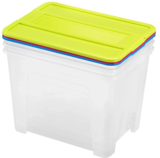 Set de cutii de depozitare cu capac 21 l – 3 buc.