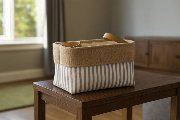 Coș textil de depozitare cu dungi 20 × 30 × 18 cm