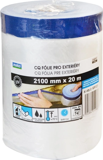 Bandă de mascare pentru exterior cu folie de acoperire 210 × 20 m, autoadezivă