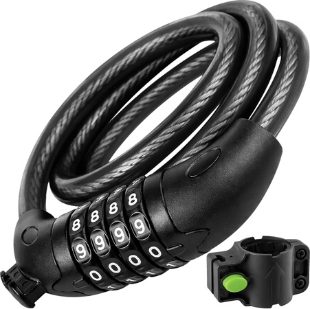 Lacăt pentru bicicletă TRIZAND cu cod numeric, cablu de oțel 120 cm, 13,5 mm