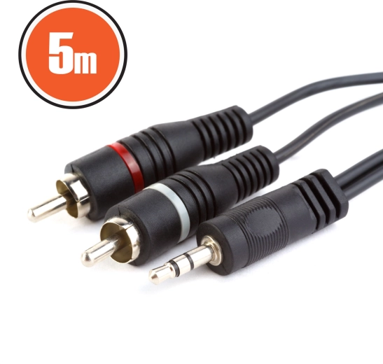 Cablu audio RCA la jack stereo de 3,5 mm, 5 m