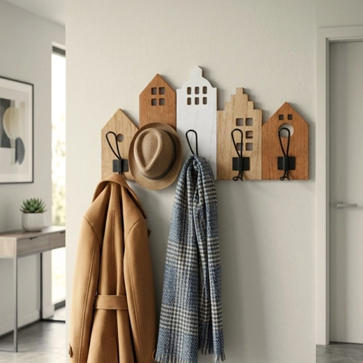 Motiv decorativ cu căsuțe pentru hol și camera copiilor