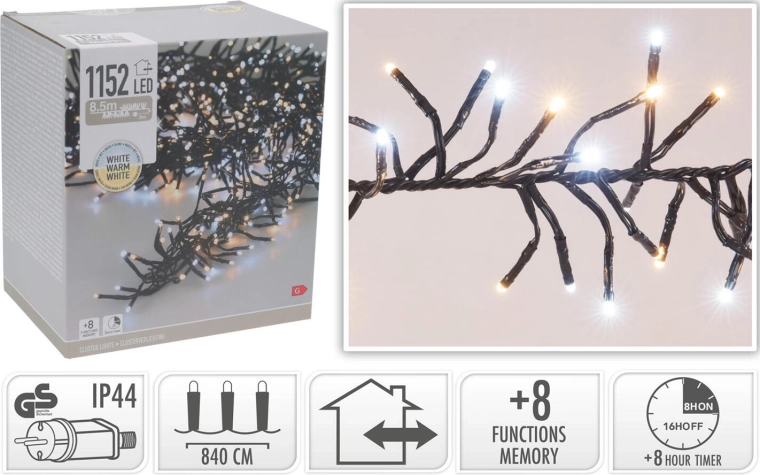 Ghirlandă luminoasă LED de Crăciun 8,4 m 1152 LED alb cald cu temporizator