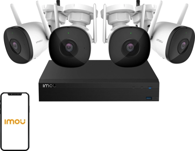 Sistem de camere Wi‑Fi IMOU kit-pro cu 4× cameră Bullet 2C și NVR cu 1 TB