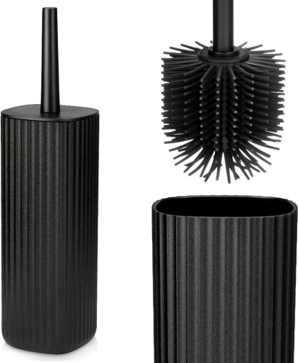 Perie WC din silicon cu suport Vilde negru 36 cm - 1 bucată