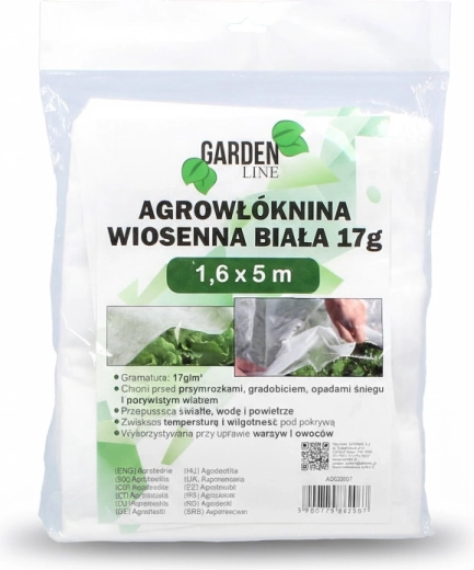 Textil nețesut de grădină, primăvară, alb, 1,6 × 5 m, 17 g/m²
