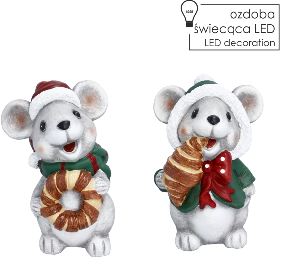 Figurină decorativă de Crăciun cu șoricel - 1 bucată