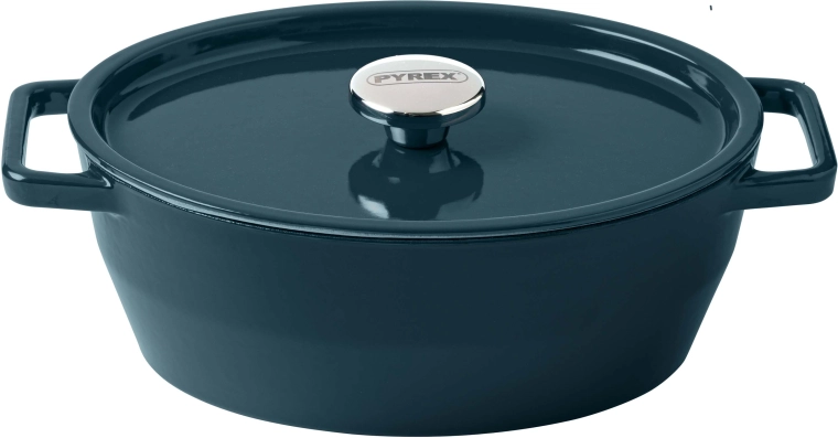 Cratită din fontă Pyrex cu capac 29 cm, 4 l, verde închis