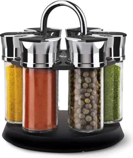 Set de recipiente pentru condimente Lamart Spice cu suport rotativ, 6 buc.