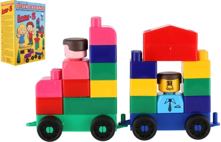Set de construcție tehnică LORI cu cuburi colorate, 76 de piese