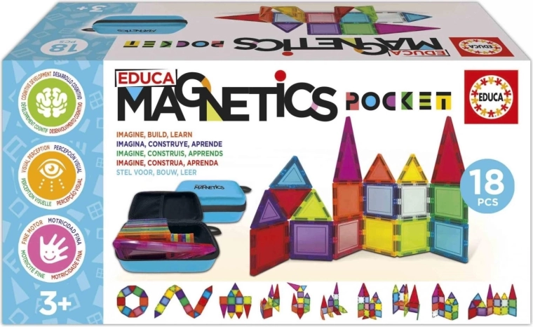 Educa set de construcție magnetic Magnetics în husă, 18 piese