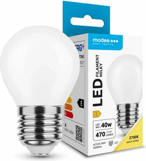 Bec LED filament Modee milky globe mini G45 4 W E27 2700 K - 1 bucată