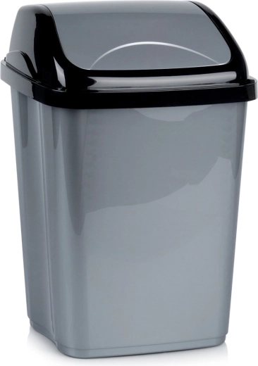 Coș de gunoi din plastic 16 l cu capac rabatabil, gri