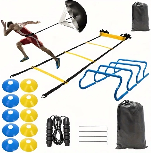 Set mare de antrenament – scară de coordonare, conuri și mini-obezi XXL