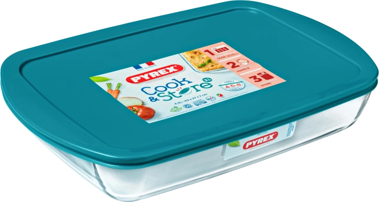 Vas din sticlă Pyrex cu capac 4,9 l