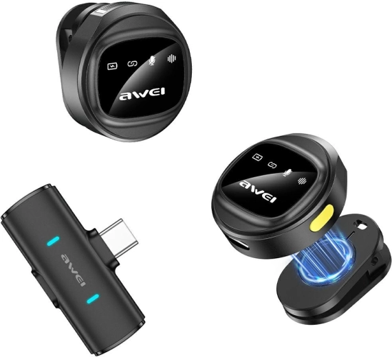 Microfon lavalier wireless AWEI MK3 Duo negru