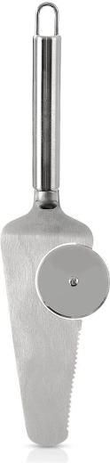 Orion spatulă din inox cu tăietor pentru pizza 28 cm