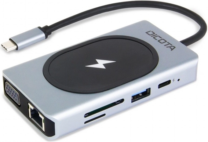 DICOTA USB‑C hub 10‑în‑1 cu încărcare wireless 4K și PD 100 W