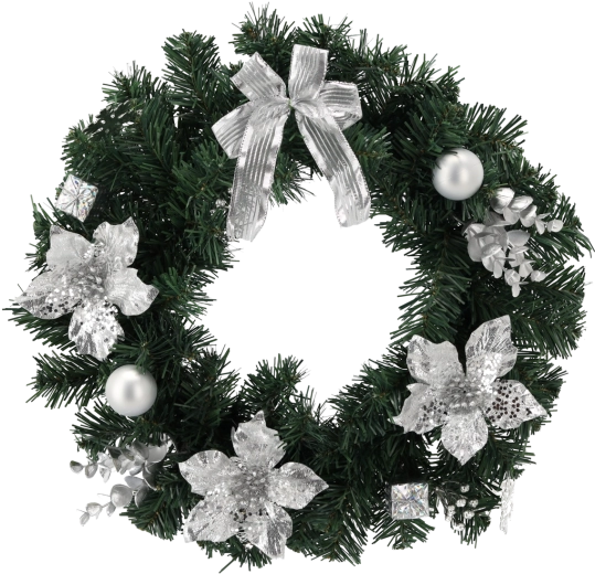 Coroniță de Crăciun argintie 40 cm