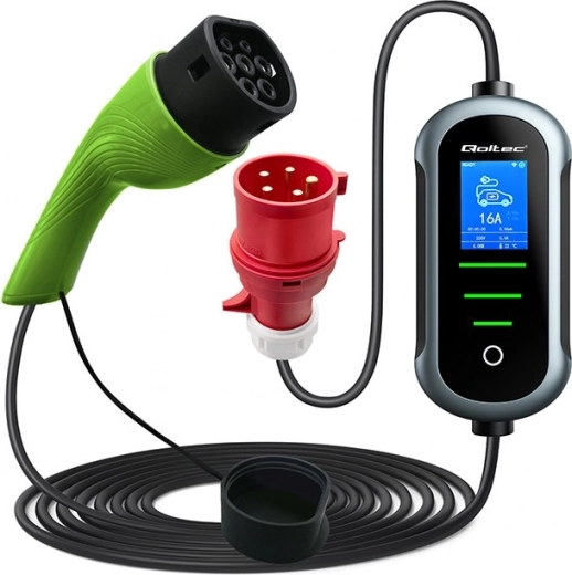 Încărcător mobil Qoltec pentru vehicule electrice și hibride plug-in 7 kW 230 V CEE 32A Wi-Fi Tuya LCD 5 m