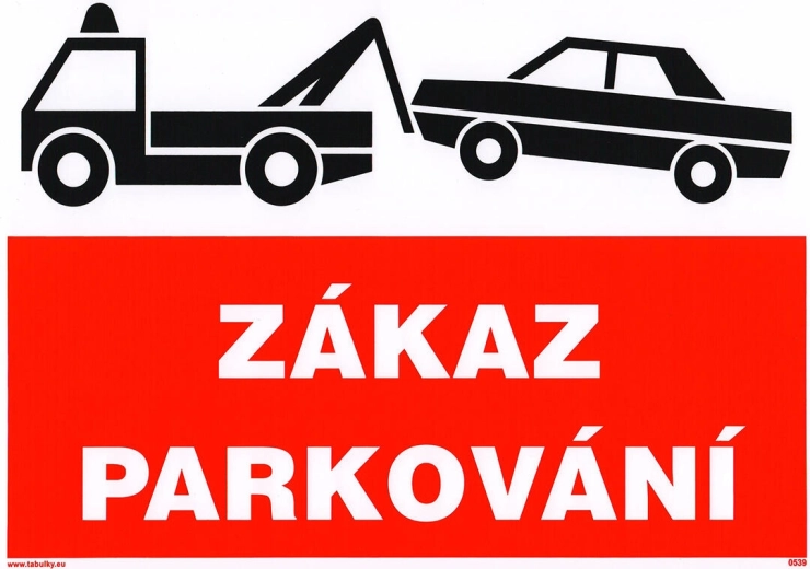 Tabelă autoadezivă – interzis parcarea A4 (210 × 297 mm)