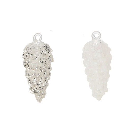 Glob de sticlă alb în formă de con, modele variate, set de 6 bucăți