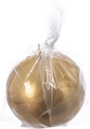 Lumânare decorativă rotundă aurie lucioasă 10 cm