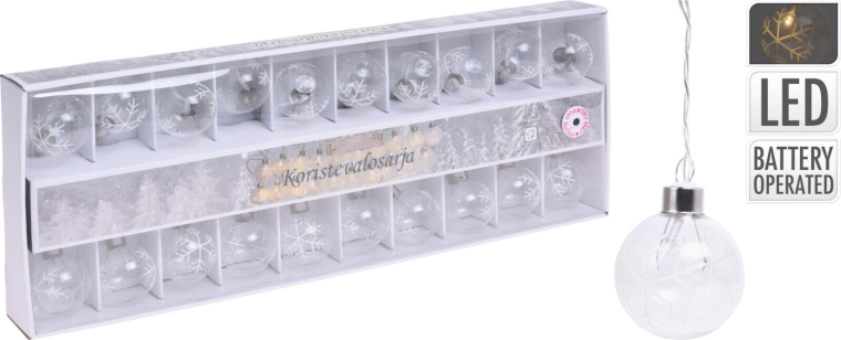 Șir luminos cu bile 5 cm, 7 m, 20 LED, alb cald