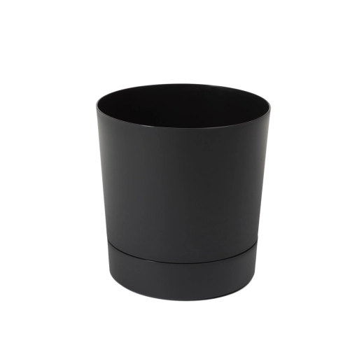 Ghiveci cu farfurie Aura 17,5 cm negru mat