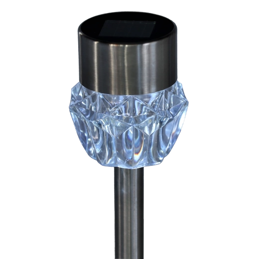 Lampă solară de grădină INES 7 × 7 × 33,5 cm, alb rece, argintiu