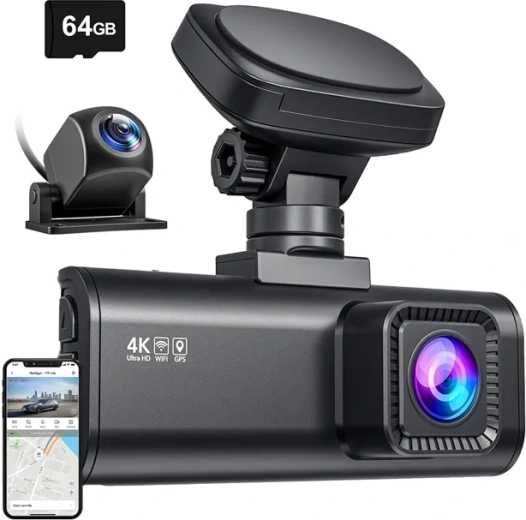 Cameră de bord REDTIGER F7N 4K cu Wi‑Fi și cameră spate