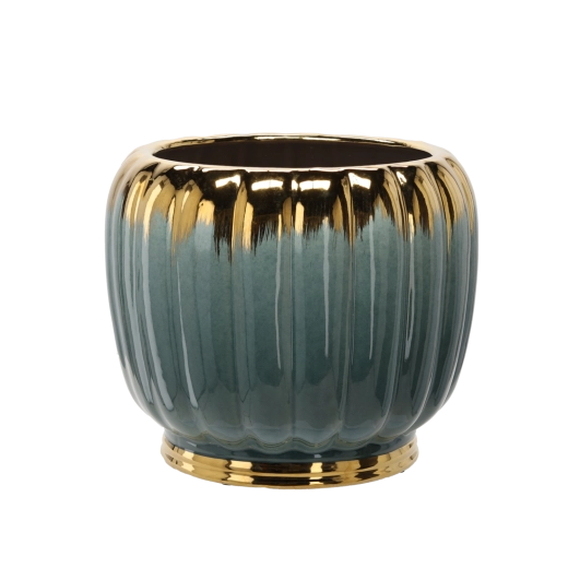 Ghiveci ceramic pentru flori 41 × 41 × 34,5 cm auriu-verde