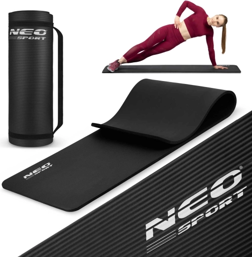 Saltea fitness Neo Sport 183 × 60 cm, extra groasă, neagră