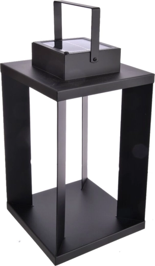 Felinar solar metalic negru 22 × 22 × 42 cm