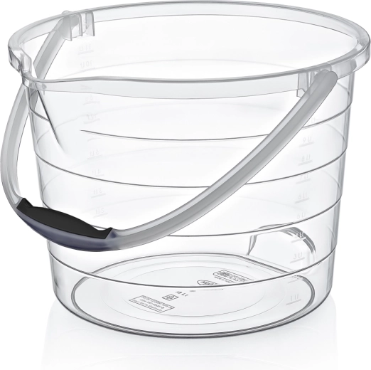 Găleată transparentă din plastic 10 l cu măsură și cioc de turnare