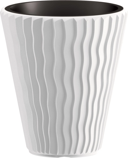 Ghiveci Sandy cu inserție din plastic 29,7 cm alb