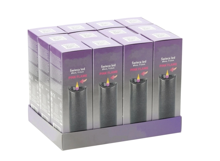 Lumânare LED granit cu flacără roz 5 × 15 cm, cu baterii