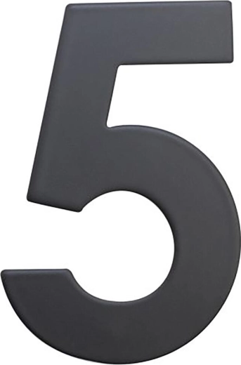 Număr casă 5, 75 mm, inox, negru mat