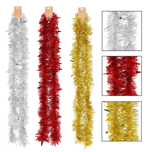 Ghirlandă decorativă de Crăciun 2 m – roșie, aurie sau argintie