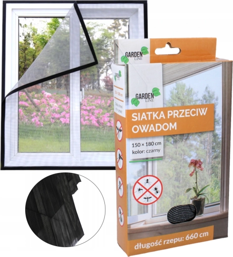 Plasă împotriva insectelor pentru ferestre 150 × 180 cm, neagră