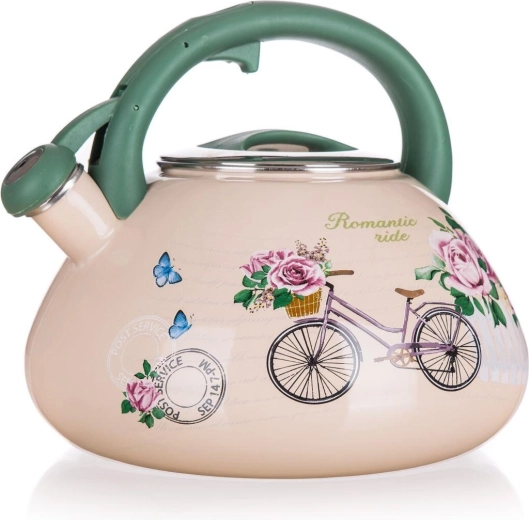 Ceainic emailat cu fluier 3 l Romantic Ride, diametru 22,5 cm
