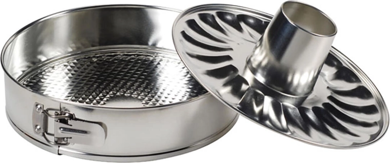 Formă rotundă pentru tort, 28 cm, cu două baze, cositorită